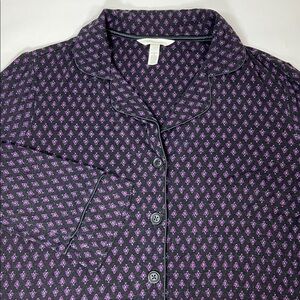 Soma Women’s Black and Purple Patterned PJ Lounge Top Size S